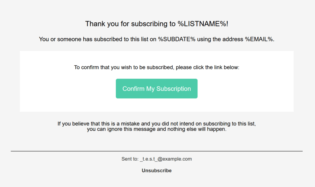 Screenshot of the double opt-in email from ActiveCampaign.